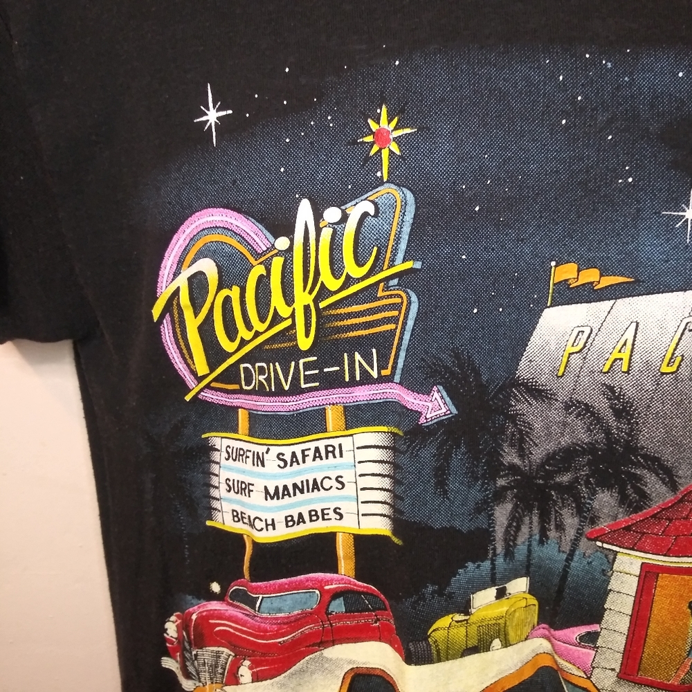 Vintage Speed Limit Seventy Black Single Stitch, Pacific Drive-In Graphic Tee - Picture 3 of 12